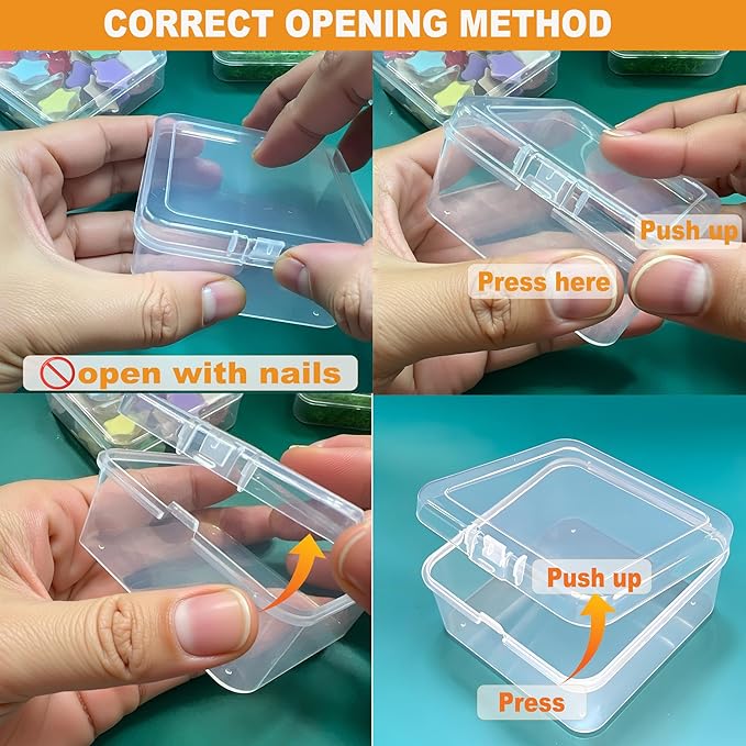 Small Bead Organizers Mini Clear Bead Storage-Clear Plastic Boxes For beads organization, DIY project,nail art tools, diamond, building blocks,small items (30 Pcs 2 Size Small Square)