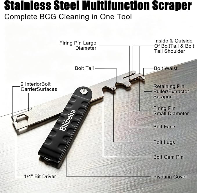 Blibaba Carbon Scraper Tool - Multi-Surface Carbon Removal Tool, Stainless Steel Scraper for Cleaning Hard-to-Reach Areas, Ergonomic Handle for Precision Maintenance