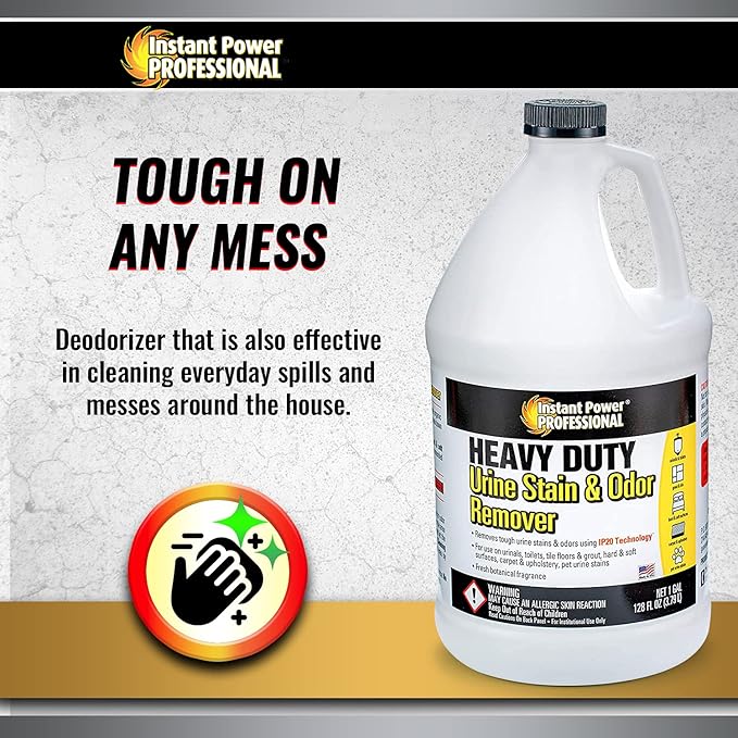 Instant Power Heavy Duty Urine Stain and Odor Remover, Stain and Smell Remover, 128 Fl. Oz 4 Pack