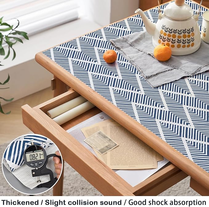Cohoo Home Drawer and Shelf Liners for Kitchen Cabinets, Non-Adhesive, Non-Slip Cabinet Liners for Shelves, Drawer Paper, Cupboard, Strong Grip, Bathroom, Waterproof, Washable, Thick, Blue Stripe, 12in × 11.8FT
