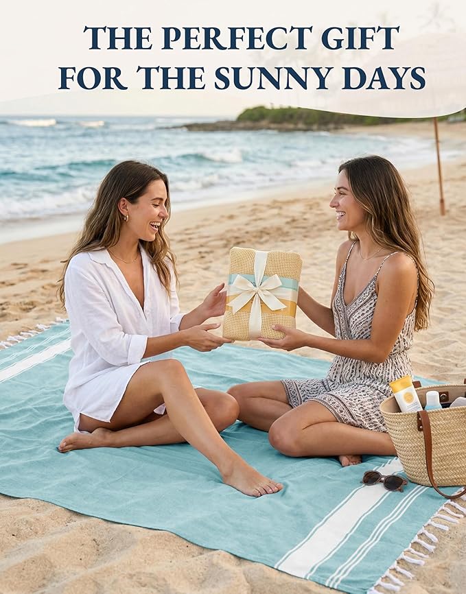 LANE LINEN Oversized Beach Towel - Beach Towels 4 Pack, Pre-Washed Pool Towel, Extra Large Beach Towel, Quick Dry & Sand Free, Lightweight Travel Towel, 39"x71" - Aqua