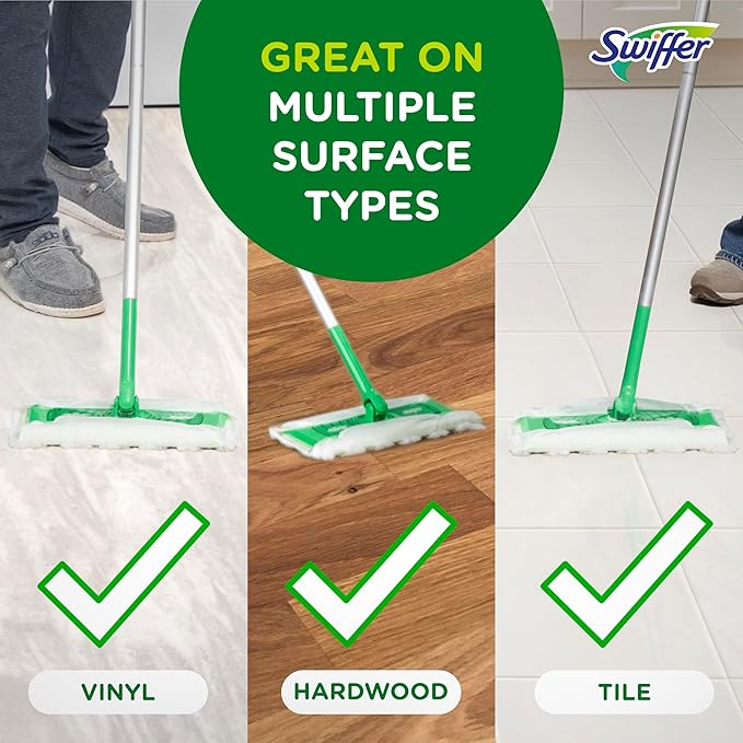 Swiffer Sweep + Mop, Dry Pads Refill, Floor Cleaner for Dirt, Dust, Hair, Cleaning Cloths for Mopping Home, Bathroom, Kitchen, Dust Mop, Floor Duster, Lavender, 52ct (Pack of 3)