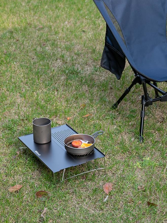 WildCall Mini Solo Folding Table Ultralight Compact with Carry Bag for Backpacking Camping Hiking Beach (Gunmetal)