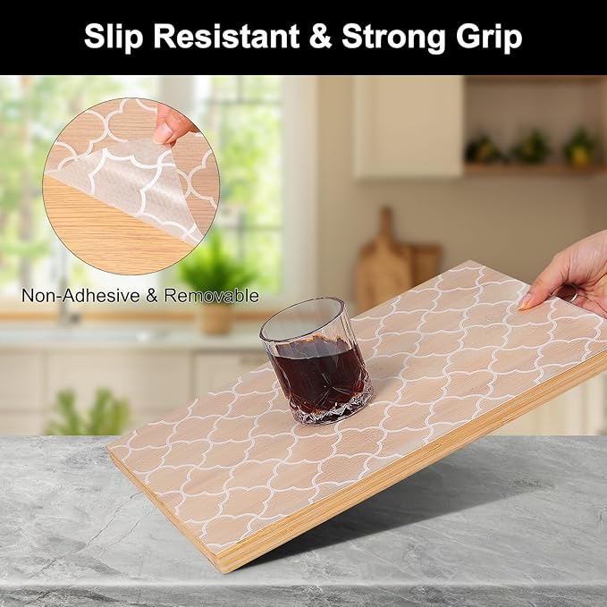 Cooyes Shelf Liner – Premium Non-Adhesive Cabinet & Drawer Liner for Kitchen – Waterproof Shelf Paper with Modern Pattern – Durable EVA Cabinet Mat – Easy to Cut (11.8" W x 360" L)