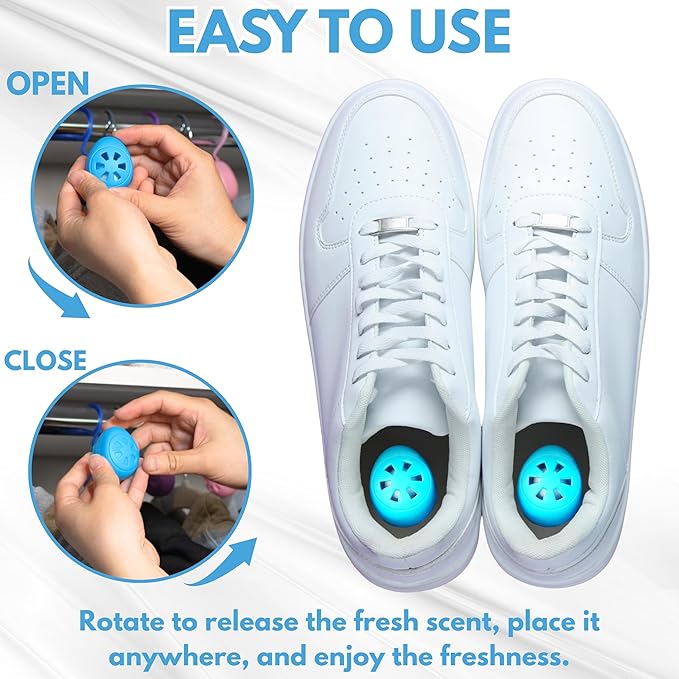 Air Jungles Shoes Deodorizer Ball 12 Count, Fresh Linen Scent, Odor Remover Balls for Sneakers Boot Shoe, Essential Oil Provides Natural Freshness