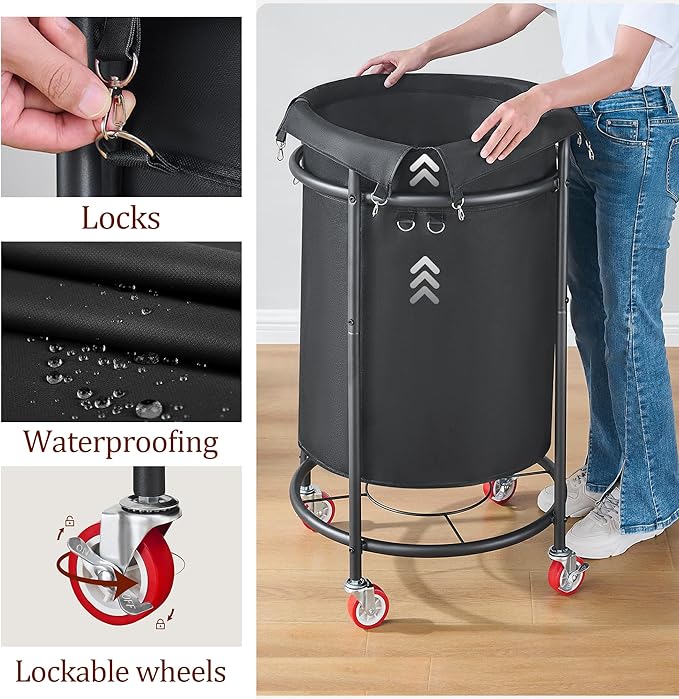 FAVOOSTY Laundry Hamper with Shelf, 70L Laundry Basket Organizer, Laundry Hamper with Shelf, 2 Section Laundry Sorter for Laundry Room Organization (Black1)