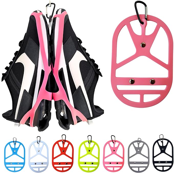 Shoe Holster For Backpack with Clip Hanger. Footwear Holder with Clip for Sneakers, Cleats, Bowling, Soccer, Basketball, Football. For Travel, Outdoors, Sports & Space Saving
