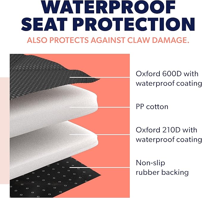 Active Pets Orange XL Dog Car Hammock Back Seat Cover, Waterproof Backseat Cover Protector for Truck Bench Rear of Sedans or SUVs, Essential Pet Supplies Vacuum or Wipe Clean, Machine Washable