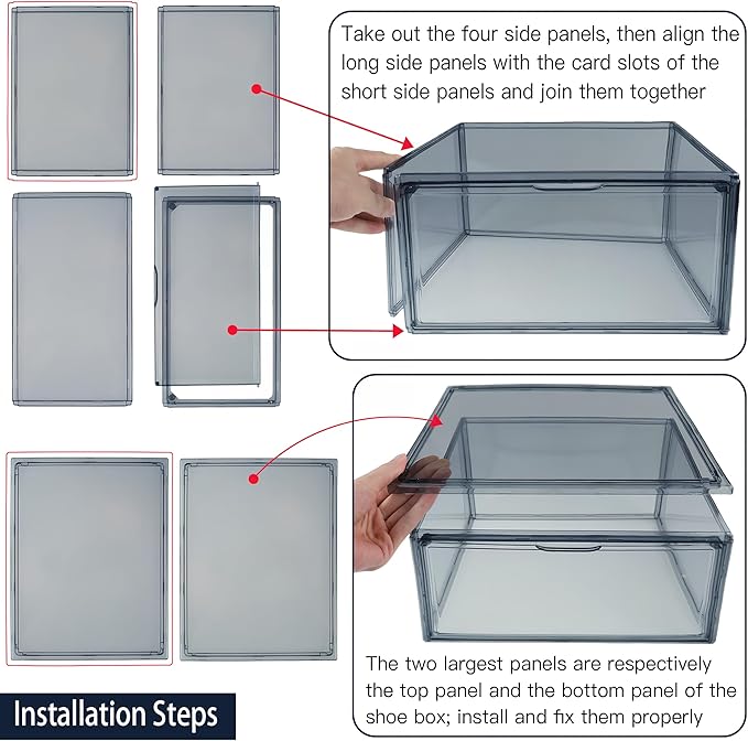12 Pack Shoe Boxes Size 13 Acrylic Shoe Organizer Clear Storage Box Plastic Stackable Sneaker Display Case with Magnetic Lids