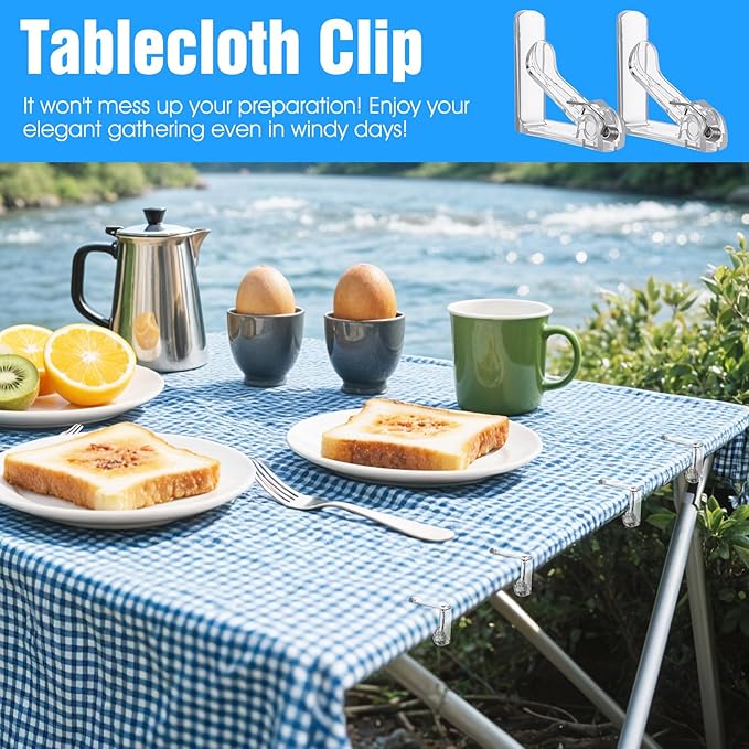 48pcs Tablecloth Clips Table Cloth Clips Picnic Clear Plastic Clip-Clamp Holder Table Tablecloth Clip Bulk for Outdoor, Wedding, Picnic Tables, Camping, Tablecloths, Party Essentials