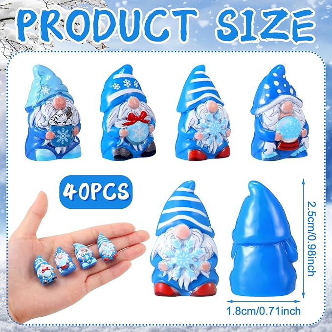 Yaomiao 40 Pcs Winter Mini Resin Gnomes Figures Resin Mini Statues Maple Leaves Pumpkin Snowflake Gnomes Table Decor for Winter Fall Christmas Festive Home Kitchen Tiered Tray