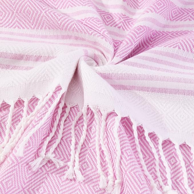 Genovega Oversized Cotton Turkish Beach Bath Towel Set 74"x38" Extra Large Sand Free Quick Dry Swim Camping Pool Clearance Towels Travel Blanket Adult Essentials Stripe Purples