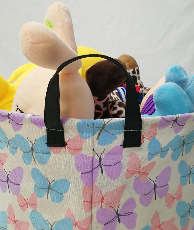 Storage Bins Toys Box Kids Baby Hamper Waterproof Laundry Basket Canvas Collapsible Gift Organizer Bin for Home/Dorm/Kitchen/Pet/Office/Closet/Shelf/Gift Baskets(Butterfly)