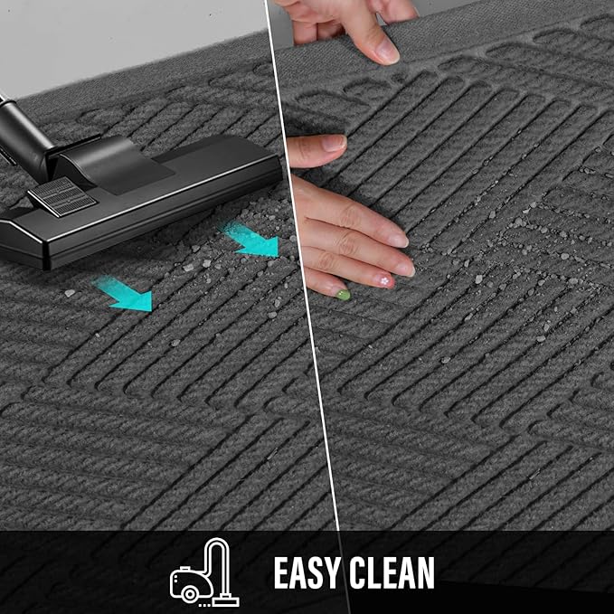 Sturdy Front Door Mat, Absorbent Muddy Dirt Resist Welcome Door Mats Outdoor Indoor, Stain and Fade Resistant, Non-Slip Rubber Backing Low Profile Doormat for Entryway, 47×32, Charcoal