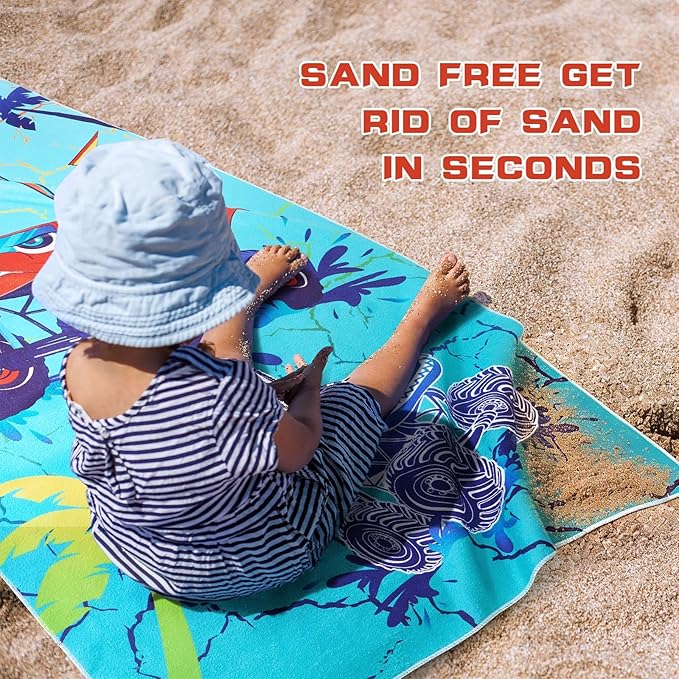 WERNNSAI Beach Towel for Kids, 30”x 60”Truck Quick Dry Sand Free Kids Beach Towel for Boys Personalized Beach Towel Pool Camping Travel Towel Soft Beach Blanket Bath Shower Towel