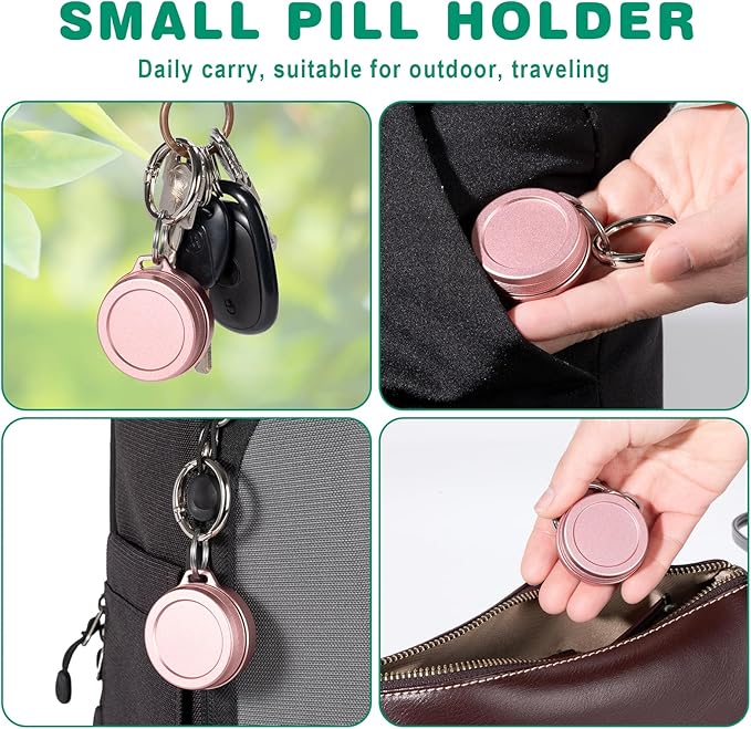 Daily Metal Carrying Case - Portable Keychain Pill Holder, Waterproof Small Travel pill Container for Earplugs Coins, Compatible with Loop, Eargasm & Vibes, Compact Mini Purse Pill Box (Pink)