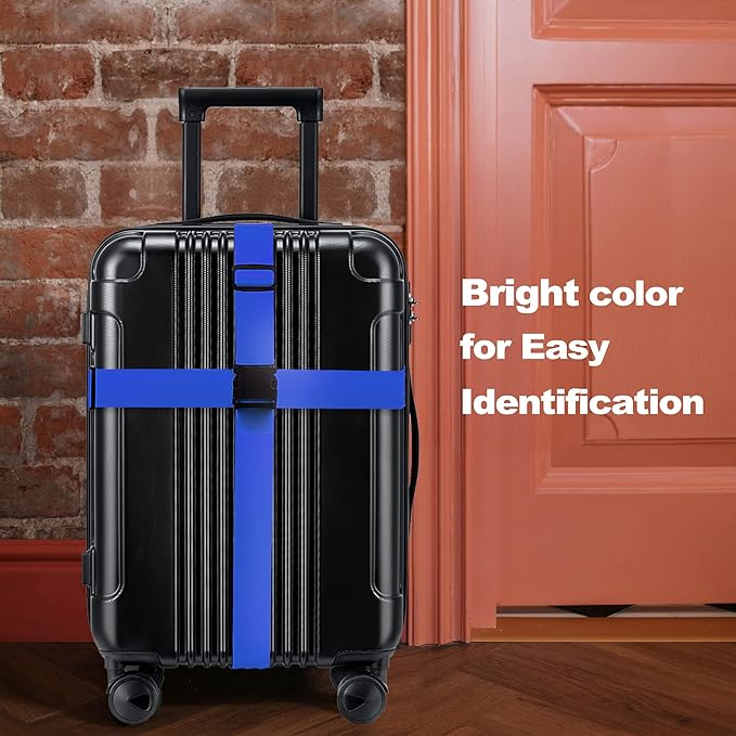 Luggage Straps for Suitcases TSA Approved Travel Belt 8 Pack by Chelmon (Blue)