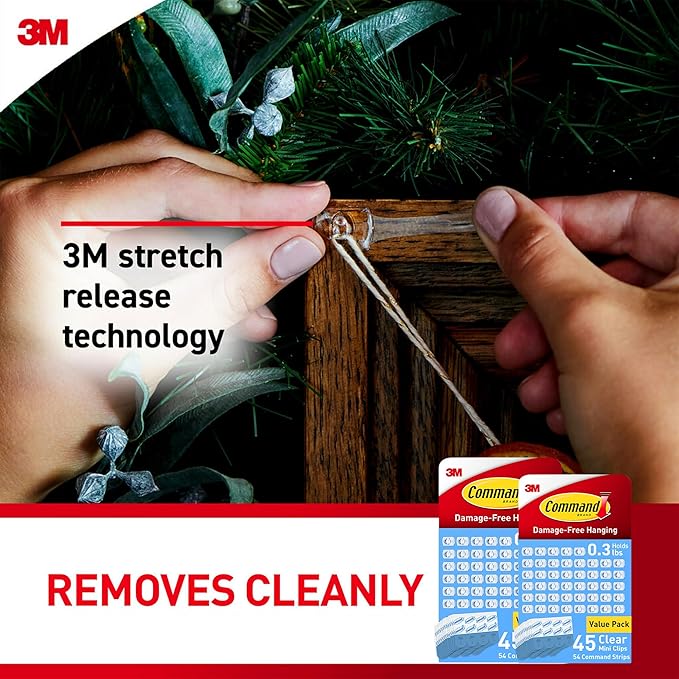 Command Indoor Mini Light Clips, Damage Free Hanging Christmas Lights, Mini Wall Clips for Hanging Indoor Christmas Decorations, Lights and Cables, 90 Count