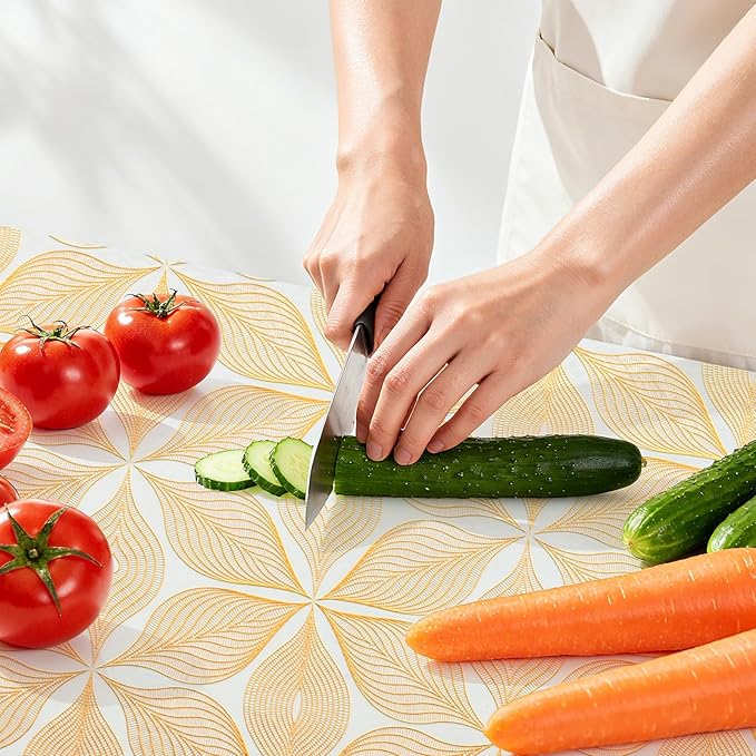 Drawer and Shelf Liner for Kitchen Cabinet,Non-Adhesive Waterproof Drawer Liner for Dresser & Bathroom Vanities with Adhesive Dots & Cutting Tool(12 in X 20 Ft Gold Leaf Pattern)