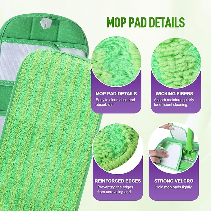 MABUBU 6 Pack Reusable Mop Pads for Swiffer WetJet Sweeper Mops, Microfiber Washable Floor Mop Refills Wet and Dry Use Replacement Pads for Hardwood, Tile, Laminate Floor Cleaning