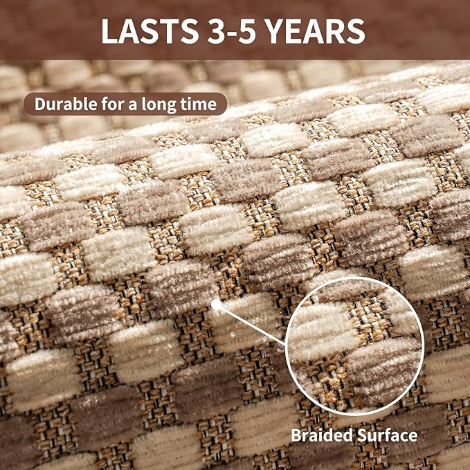 YDKGL Long Kitchen Runner Rugs Kitchen Mat Non Slip Washable, Super Absorbent Soft Chenille Braided Kitchen Mats for Floor, Rubber Backing Kitchen Floor Sink Standing Mat, Easy Clean, Brown 17"x71"