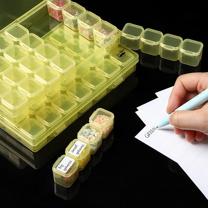 Mr. Pen- Bead Storage Containers, 28 Grids, 2 Pack, Transparent Yellow Small Bead Organizer Box