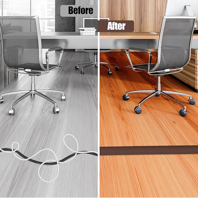 Floor Cord Cover Self Adhesive Cord Hider, 3.3FT Cable Management, Extension Strip Protector for Wires, Prevent Cable Trips for Offices, Gyms, Exhibitions Cavity: 0.47"(W) x 0.35"(H) Coffee