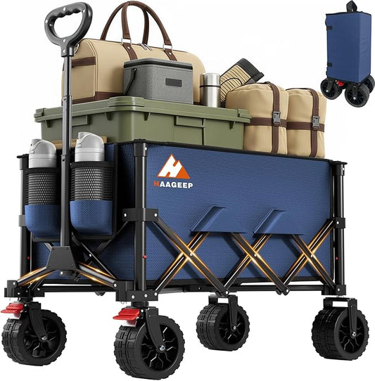 Folding Wagon Cart with Wheels Foldable - Collapsible Wagons Carts Heavy Duty, Fold Up Portable Utility Wagon for Grocery Beach Fishing Camping Shopping, Carrito para Cargar Cosas Con Ruedas(180L)