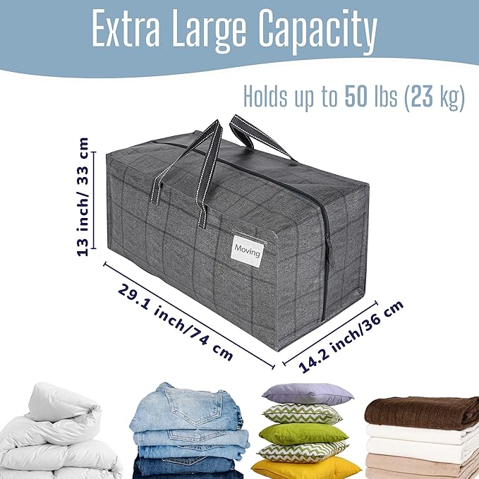 VENO 2 Pack Heavy Duty Moving Bags with Backpack Straps, Zippers & Handles, Extra Large Packing Bags for College Dorm Essentials, Moving Supplies Alternative to Cardboard Moving Boxes
