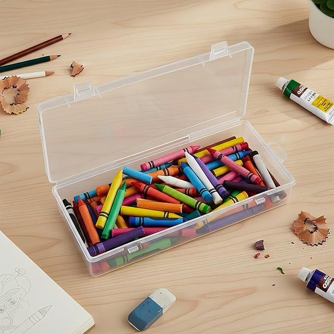 Small Bead Organizers-6 Pieces Plastic Storage Cases Mini Clear Bead Storage Containers Transparent Boxes with Hinged Lid and Rectangle Clear Craft Supply Case DIY project Label Stickers