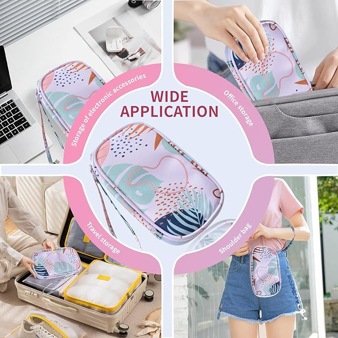 Electronics Organizer Travel Case, Cable Organizer Travel Essentials Tech Pouch,Suitable for Charger, Cable, Phone，Flash Drive,Maple leaf