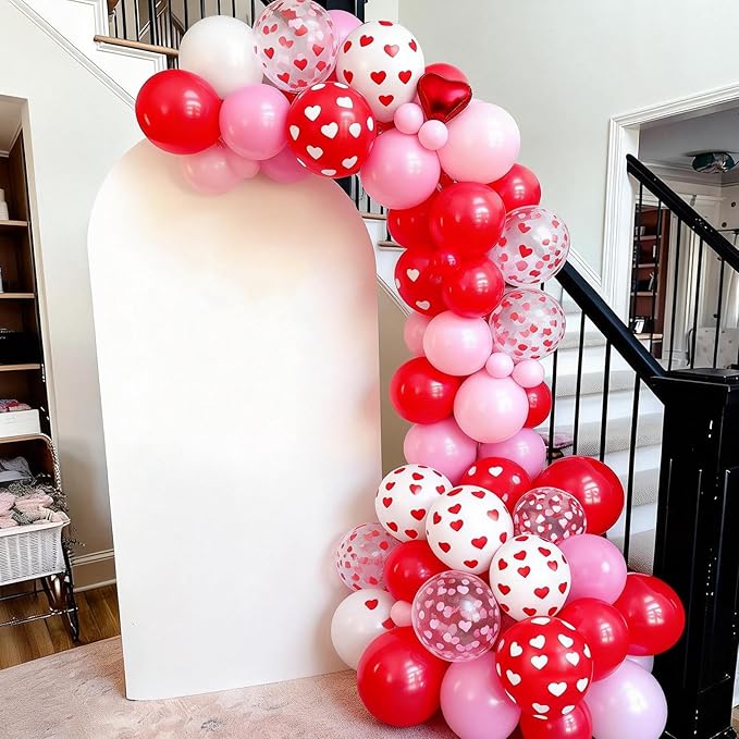 Pink Red Balloons, Red Pink Heart Printed Balloons, Heart Confetti Balloon For Valentine's Day Birthday Baby Shower Party Wedding Bachelorette Anniversary Celebration Bridal Shower Decorations
