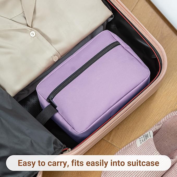 Elviros Travel Toiletry Bag for Women and Men,Lightweight Makeup Bag Hanging Dopp Kit with Shaving Compartment Cosmetic Organizer Small Tool Bag Travel Essentials,Gifts for Women(Lavender Purple)