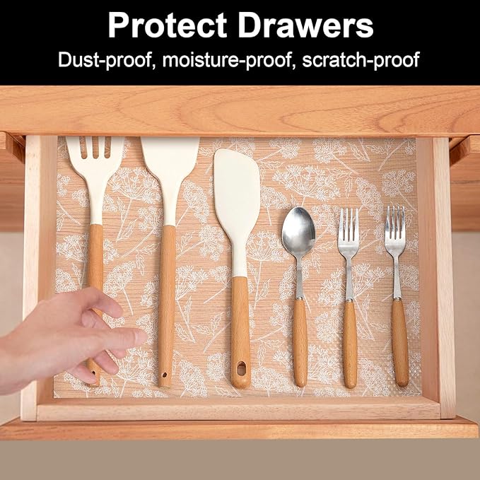 Cooyes Shelf Liners for Kitchen Cabinets, Refrigerator Liners Waterproof & Oil-Proof Kitchen Cupboard Liner Drawer Mats EVA Material Non Adhesive Fridge Liner for Shelves (11.8" W x 118" L)