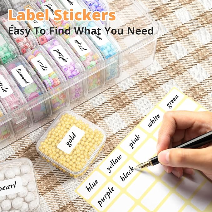 Mathtoxyz Bead Organizer Box, 93Pcs Small Organizers and Storage Plastic Cases, Mini Clear Storage Containers With Hinged Lid, Rectangle for Bracelet Making, DIY Jewelry Craft, Nail