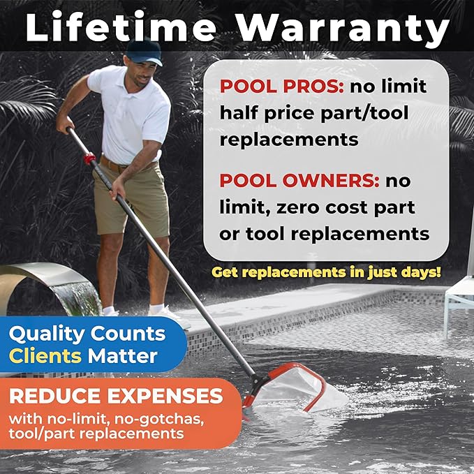 ProTuff 13" Spa Silt Net for PROS – “490 Promise” Unlimited, Unconditional Replacement - Heavy Duty Ultra Fine Mesh Silt & Sand Skimmer Cleans 3X Faster Than Vacuum - 13 inch Leaf Rake Bag for Pollen