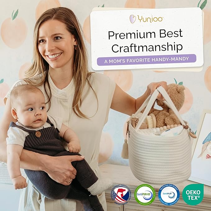 Baby Diaper Caddy Organizer, Portable Nursery Storage Basket with Sturdy Handle Diaper Caddy Basket, Car Caddy for Diapers and Baby Wipes, Newborn Essentials