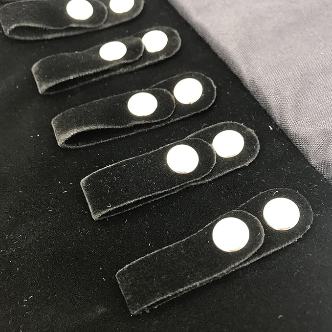 UnionPlus Velvet Travel Jewelry Roll Bag Organizer for Necklace, Elastic Band and Anti-winding, Black