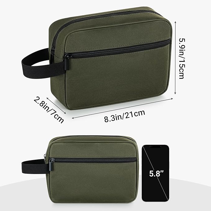 Elviros Travel Toiletry Bag for Women and Men,Lightweight Makeup Bag Hanging Dopp Kit with Shaving Compartment Cosmetic Organizer Small Tool Bag Travel Essentials,Gifts for Men(Army Green)