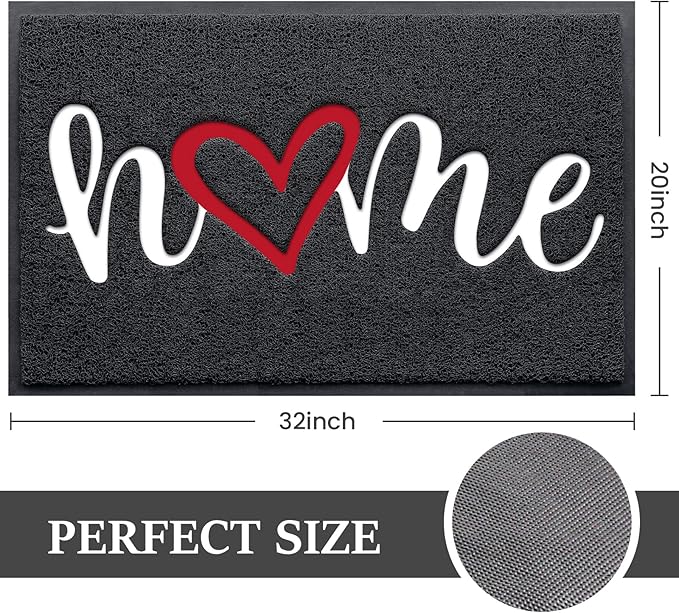 Door Mat, Welcome Mat Low Profile Floor Mat Front Doormat Indoor and Outdoor Doormat Non Slip Rugs for Entryway, Patio, High Traffic Areas (32"x20", Black-Home)