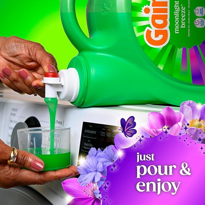 Gain Liquid Laundry Detergent with Odor Defense, Moonlight Breeze Scent, Laundry Soap For HE Washing Machines, 177 fl oz, 134 Loads (Packaging May Vary)