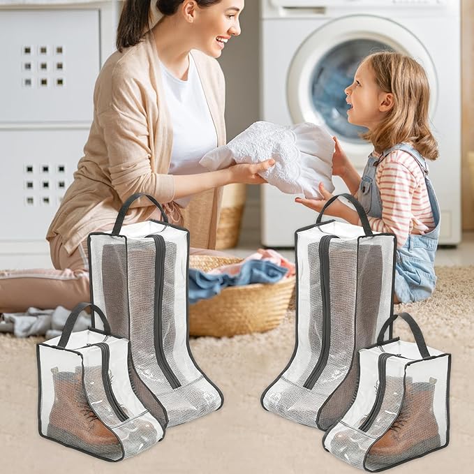 4 Pcs Boot Storage Bag, Portable Waterproof and Dustproof Boot Bags for Cowboy Boots (2*High + 2*Short)