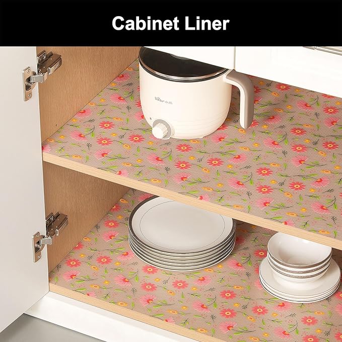 Cooyes Shelf Liner – Premium Non-Adhesive Cabinet & Drawer Liner for Kitchen – Waterproof Shelf Paper with Modern Pattern – Durable EVA Cabinet Mat – Easy to Cut (23.6" W x 236" L)