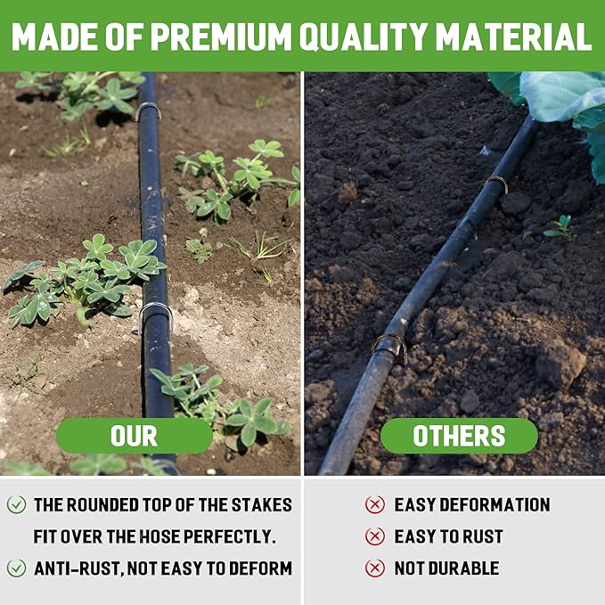 4 Inch 160 Pack 11 Gauge U - Shape Garden Stakes Set: Drip, Line & Irrigation Tubing Stakes, Galvanized Landscape Staples for Tube, Lawns, Weed Barriers, Landscape Fabrics, Irrigation Hose, Floor Mats