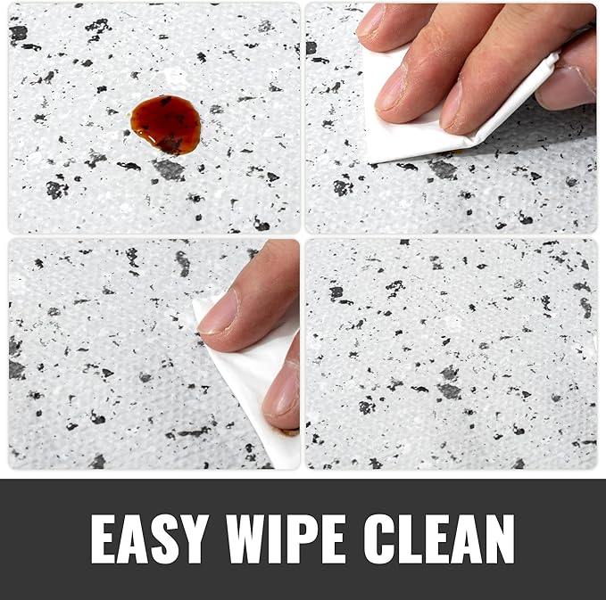 RAY STAR 18 Inch x 48 Inch Shelf Liner, Non Adhesive Marble White Cabinet Liner for Pantry Drawer Vanity, Strong Grip Non Slip Waterproof, Pretty Shelf Liners for Kitchen Cabinets