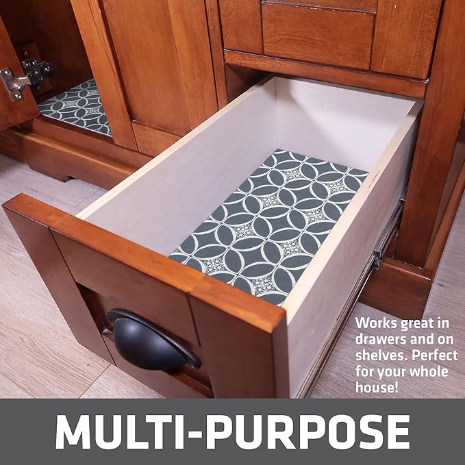 Drymate Premium XL Under Sink Mat, Waterproof Cabinet Protection Mats for Kitchen & Bathroom, Absorbent Shelf Liners, Slip-Resistant, Non-Adhesive, Machine Washable (USA Made)(24”x59”)(Indigo Grey)