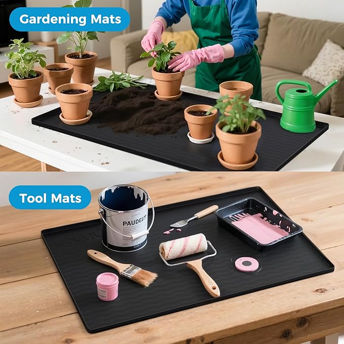 URMONA 19'' x 19'' Waterproof Silicone Under Sink Mat Cabinet and Counter Protector, Shelf Liner for Kitchen and Bathroom, Storage and Organizers, Litter Mat, Pet Cat Puppy Essentials（Light Cream）