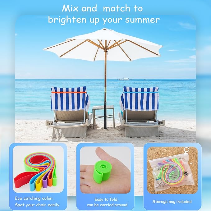 6 Pack Towel Band for Beach Pool Lounge Chair Strap Clip Carnival Cruise Ship Essentials 2026 Packing List Royal Caribbean Card Lanyard Cup Luggage Tag Holder Women Vacation Must Haves Summer Travel