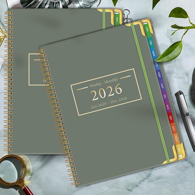 Planner -2026, Hardcover Weekly & Monthly Calendar Planner, January 2026 - December 2026, 6" x 8", Daily Agenda Book with Colorful Tabs, College Organizer Notebook, School & Work Supplies for Student Teacher Classroom