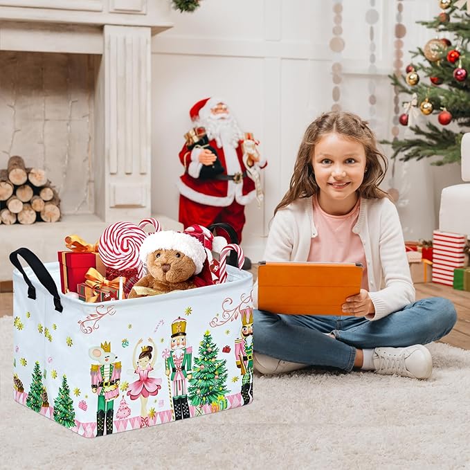 Christmas Basket Box Hamper Storage Basket Collapsible Organizer Bin Gift Shelf Baskets for Home and Kitchen Storage